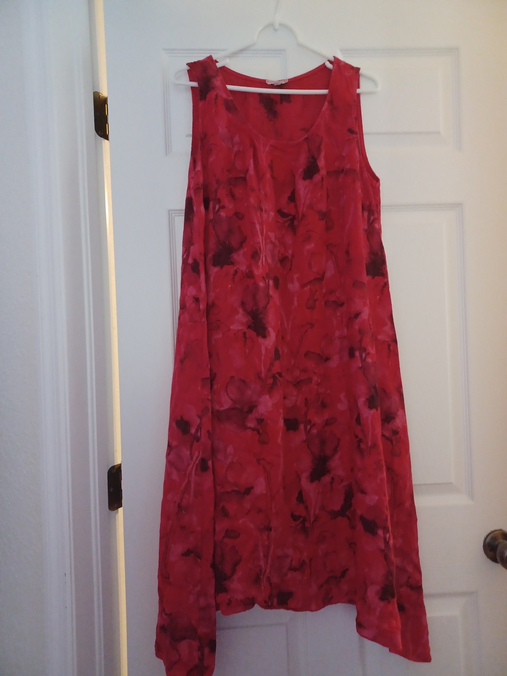 Marisa & Marie Womens XL Red  Bkack Linen Made In Italy Floral Sleeveless Dress